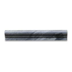 Stone Center Online - Bardiglio Gray Dark Grey Marble Chair Rail Bullnose Molding Polished, 1 piece - Accent Trim And Border Tile