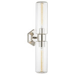Hudson Valley Lighting - Roebling 2 Light Wall Sconce, Polished Nickel Finish, Clear Glass - Features: