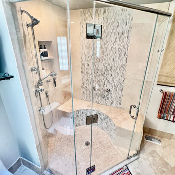 Glass Tile Waterfall Bath