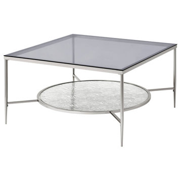 Adelrik Coffee Table, Glass and Chrome Finish