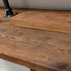 Susannah Bespoke Recycled Scaffolding Boards & Dark Steel Pipe Desk & Shelves - Display & Wall Shelves