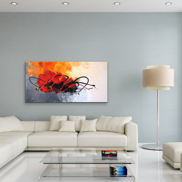 large red gre art Modern Contemporary Paintings for Family Room