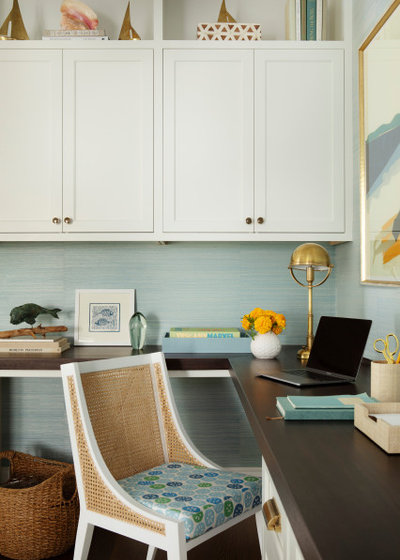 Beach Style Home Office by James Phillip Golden Architect