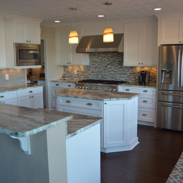 Kitchen Remodel with Dove White Cabinetry and Fantasy Brown Granite Tops