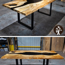 Live Edge Table Maple Black Epoxy Resin - Dining Tables
