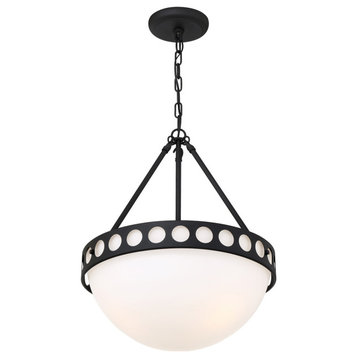 Crystorama KIR-B8105-BF 3 Light Chandelier in Black Forged with Glass