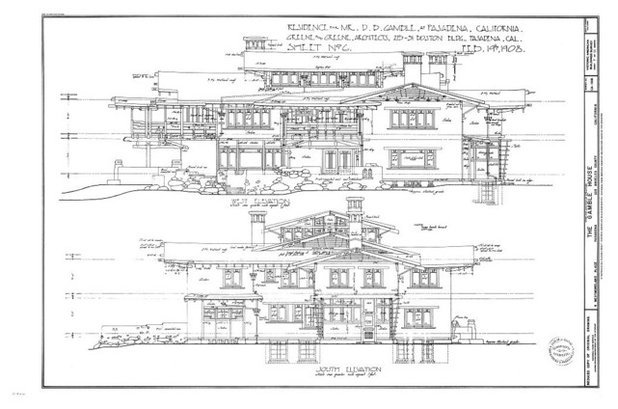 クラフツマン 外観の立面図 Gamble House
