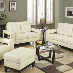 Paige Modern Cream Bonded Leather Sofa Set - $2274.70 - Living Room Furniture Sets