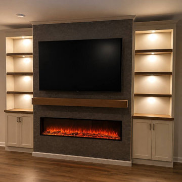 Luxury Fireplace Media Wall With Custom Cabinets in Charlotte