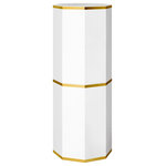 Homary - Round Swivel Shoes Storage Cabinet Tall And Narrow Shoe Cabinet Closet White, Medium - Modern Appeal: A White prism contour goes well with the gleaming gold accents, bringing the modern, minimalist charm to your space.