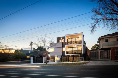 Photo of a modern home design in Melbourne.