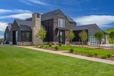 Trendy exterior home photo in Denver with a gray roof