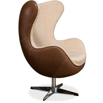 Jacobean Mid Century Egg Chair - Brown