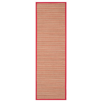 Safavieh Natural Fiber Collection NF132 Rug, Brown/Red, 2'6" X 8'