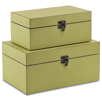 Weathered Green Boxes, Set of 2