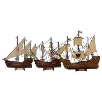 Wooden Santa Maria, Nina and Pinta Model Ship Set