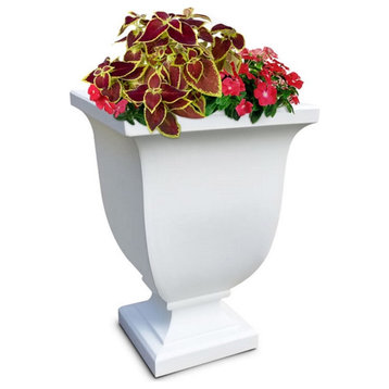 Mayne Augusta 26" Tall Traditional Plastic Planter in White