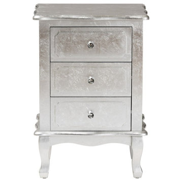 Baxton Studio Newton Silver Finished Wood 3-Drawer End Table