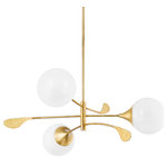 Mitzi - 3 Light Chandelier, Vintage Gold Leaf - Victoria brings modern style to ceilings throughout the home. Smooth, curved lines and a mobile-inspired design add elegance and a sense of movement to the chic three-light chandelier. While delicate, petal-shaped accents in Vintage Gold Leaf elevate the familiar silhouette of the opal glossy globe pendant. The chandelier comes in a Vintage Gold Leaf or Textured Black finish and the pendant is available in two sizes. Part of our Home Ec. x Mitzi Tastemakers collection.