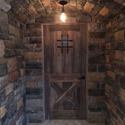 Custom Reclaimed Wood Door for Stone Wine Cellar - Interior Doors