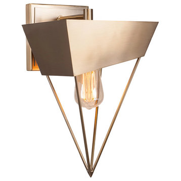 Neo 1-Light Wall Sconce, New Age Brass Finish With Amber Antique LED Bulb