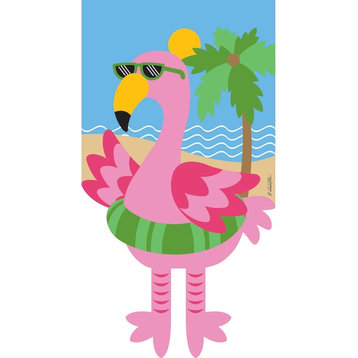 Double Applique Flamingo Polyester Garden Flag