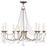 Livex Lighting - Livex Lighting 6518-73 Pennington - Eight Light Chandelier - Canopy Included.  Canopy DiametPennington Eight Lig Antique Silver Leaf  *UL Approved: YES Energy Star Qualified: n/a ADA Certified: n/a  *Number of Lights: Lamp: 8-*Wattage:60w Candelabra Base bulb(s) *Bulb Included:No *Bulb Type:Candelabra Base *Finish Type:Antique Silver Leaf
