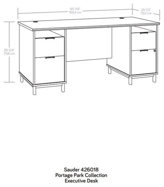 Pemberly Row Engineered Wood/Metal Executive Desk in Kiln Acacia ...