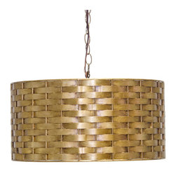 Worlds Away Craig Gold Leafe Basketweave Pendant Lighting - Pendant Lighting