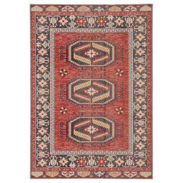 Jaipur Living Miner Indoor/Outdoor Medallion Red/Yellow Area Rug, 5'3"x7'6"