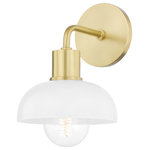 Mitzi by Hudson Valley Lighting - Kyla 1-Light Bath Bracket, Aged Brass Finish, Opal Glossy Glass - Globe peek from beneath dome glass shades to give this sleek fixture a vintage vibe. Light shines through the clear glass shade of the sconce.