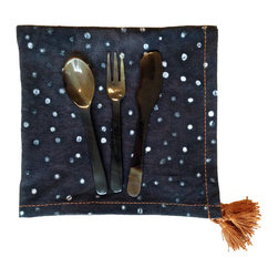 Black Batik Dot Hand Dyed Linen Napkins - Napkins