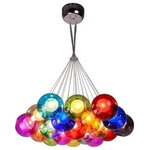 Mirodemi - Creative Gloss Colourful Rainbow Glass Ball Led Hanging Chandelier, 19 Heads, Warm Light - Creative Gloss Colourful Rainbow Glass Ball Led Hanging Chandelier from MIRODEMI will perfectly fit into your interior and, thanks to modern and high-quality materials, will serve for many years. Bring brightness and art in your house with MIRODEMI's chandeliers.