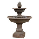 Campania International - Wiltshire Tiered Outdoor Fountain - Two tiers of water and a pineapple finial give the Wiltshire Tiered Outdoor Fountain an impressive, classic look. Held up with classic pedestal and square base, this outdoor water feature will let you enjoy both a resplendent visual display and a soothing acoustic created by gently flowing water.
