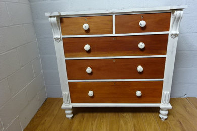 upcycled 2 over 3 Mahogany chest of drawers
