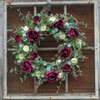 Merlot Rose Cream Ranunculus Eucalyptus Romantic Spring Everyday Wreath, 26"