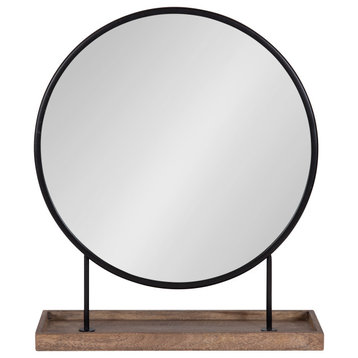 Maxfield Round Tabletop Mirror, Black, 18x22