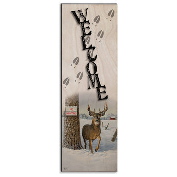 Welcome Wall Art, No Hunting, 4"x12"