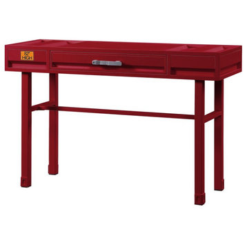 Bowery Hill Contemporary Vanity Computer Office Home Metal Desk in Red