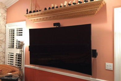 Example of a trendy home theater design in Atlanta