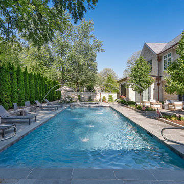 River Forest, IL Rectilinear Swimming Pool with Hot Tub