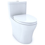Toto - Toto Aquia IV 1P 2Flush UHt WASHLET+ Toilet With CEFIONTECT CW, MS646124CEMFG#01 - The Aquia IV One-Piece Elongated Dual Flush 1.28 and 0.8 GPF Universal Height WASHLET+  Ready Toilet with CEFIONTECT is the epitome of modern form and function. The skirted design conceals the trapway, which enhances the elegant look of the toilet and adds an additional level of sophistication. The one-piece design is not only aesthetically pleasing, but also offers the benefit of being easier to clean versus a two-piece toilet. By removing the gap between the tank and bowl, we eliminate the hiding place for dirt and debris. An additional benefit of the one-piece toilet is that there is no threat of leaks from bolts or gaskets that can occur in two-piece toilets. The Aquia IV features TOTO's DYNAMAX TORNADO FLUSH, utilizing a 360 degree cleaning power to reach every part of the bowl. This version of the Aquia IV includes CEFIONTECT technology, a layer of exceptionally smooth glaze that prevents particles from adhering to the ceramic. This feature, coupled with DYNAMAX TORNADO FLUSH, helps to reduce the frequency of toilet cleanings, minimizing the usage of water, harsh chemicals, and time required for cleaning. The enhanced design of the Aquia IV inner bowl reduces water flow resistance and turbulence, resulting in a quieter flush. The chrome center-mounted push button that sits atop of the tank allows you to proactively conserve water by choosing between a 0.8 GPF rinse or 1.28 GPF for tougher jobs. This version of the Aquia IV offers TOTO T40 WASHLET+ compatibility for when you are ready to upgrade. WASHLET+ toilets feature a channel on the bowl surface to help conceal your WASHLET+ supply line and power cord for seamless integration. The Universal Height design allows for a more comfortable seat position across a wide range of users. The TOTO Aquia IV meets the standards for EPA WaterSense, and California's CEC and CALGreen requirements. The Aquia IV comes ready for install into a 12" rough-in, but may be adapted for a 10" or 14" rough-in with the purchase of a separately sold adapter. Includes a SoftClose toilet seat (#SS124). Additional items needed for installation and use must be purchased separately: wax ring, toilet mounting bolts, and water supply lines.