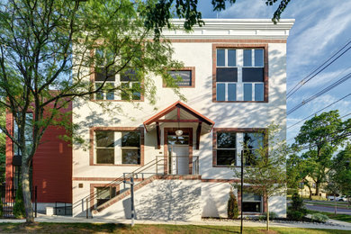 Inspiration for a transitional exterior home remodel in New York