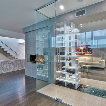 Contemporary Wine Cellar with Water Feature