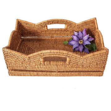 Artifacts Rattan™ Scallop Collection Rectangle Basket, Honey Brown