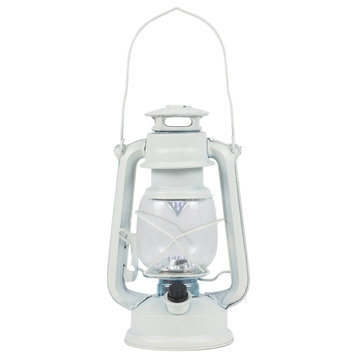 Indoor/Outdoor White Hurricane Lantern, Cool White LED Lights