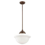 Millennium Lighting - Millennium Lighting 5361-CP Neo-Industrial - 1 Light Island - Pendants serve as both an excellent source of illumination and an eye-catching decorative fixture.  Rated: UL Damp Three stems included: 6", 12" & 18".  No. of Rods: 3  Shade Included: Yes  Rod Length(s): 18.00Neo-Industrial 51" One Light Pendant Copper Opal White Schoolhouse Glass *UL Approved: YES *Energy Star Qualified: n/a  *ADA Certified: n/a  *Number of Lights: Lamp: 1-*Wattage:150w A bulb(s) *Bulb Included:No *Bulb Type:A *Finish Type:Copper