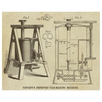 "Tiffany's Improved Tile Making Machine" Print by Inventions, 42"x34"