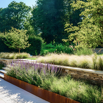 Contemporary Garden with Corten Edging and Layered Planting