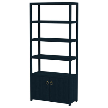 Lark 4- Tier Etagere Bookcase Cabinet, Navy Blue